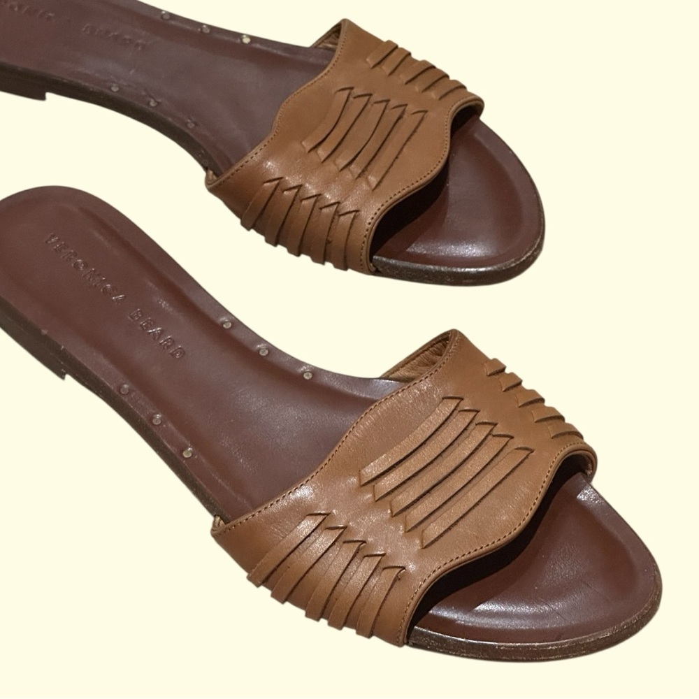 Veronica Beard Tan Leather Sandals